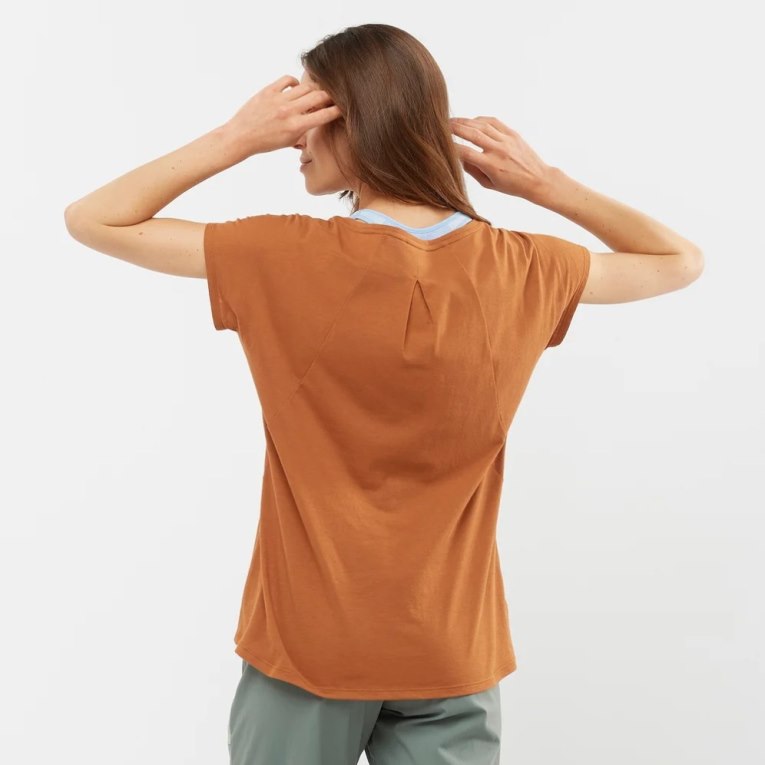 Brown Salomon Essential Shaped Short Sleeve Women's T-Shirts | PH 30456D